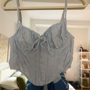 Urban Outfitters Light Blue Eyelet Crop Top